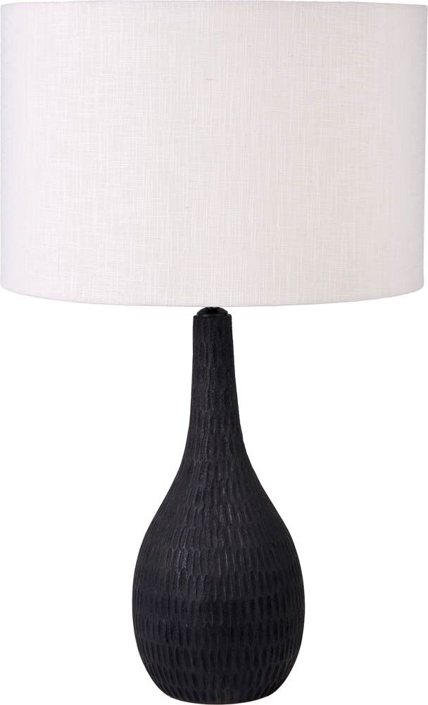 Pacific Ioan Black Engraved Wood Bottle Table Lamp 30-975-BO - Image 2