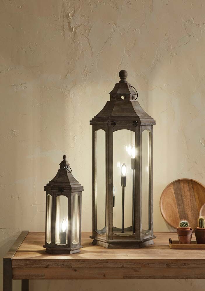 Pacific Adaline Antique Grey Wood Lantern Floor Lamp 32-075-C - Image 5