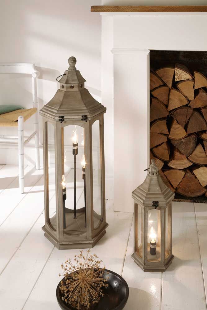 Pacific Adaline Antique Grey Wood Lantern Floor Lamp 32-075-C - Image 6
