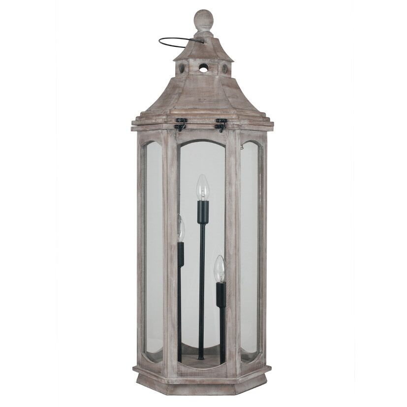 Pacific Adaline Antique Grey Wood Lantern Floor Lamp 32-075-C - Image 7