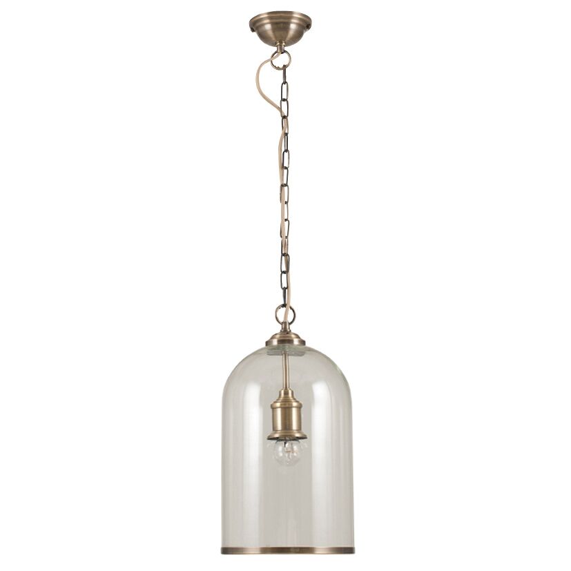 Pacific Cloche Clear Glass and Antique Brass Pendant 35-123 - Image 3