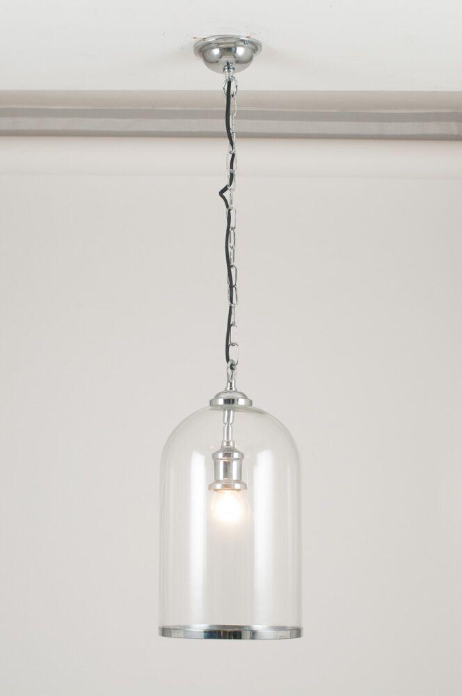 Pacific Cloche Clear Glass and Silver Pendant 35-124 - Image 3
