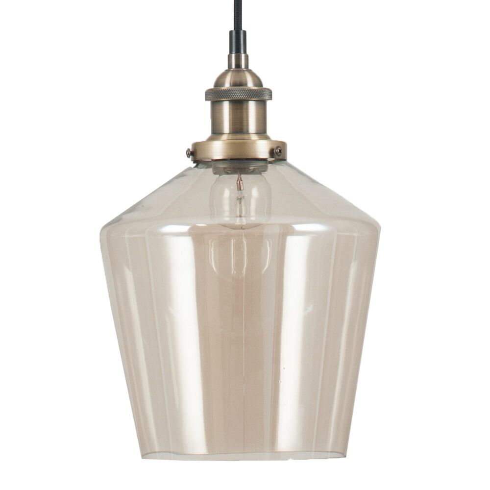Pacific Emmanuelle Antique Brass Metal and Lustre Glass Pendant 35-126 - Image 5