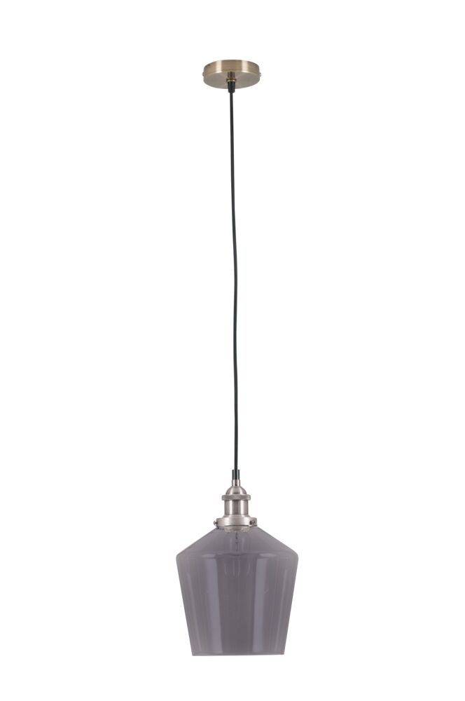 Pacific Emmanuelle Antique Silver Metal and Smoke Glass Pendant 35-127 - Image 4