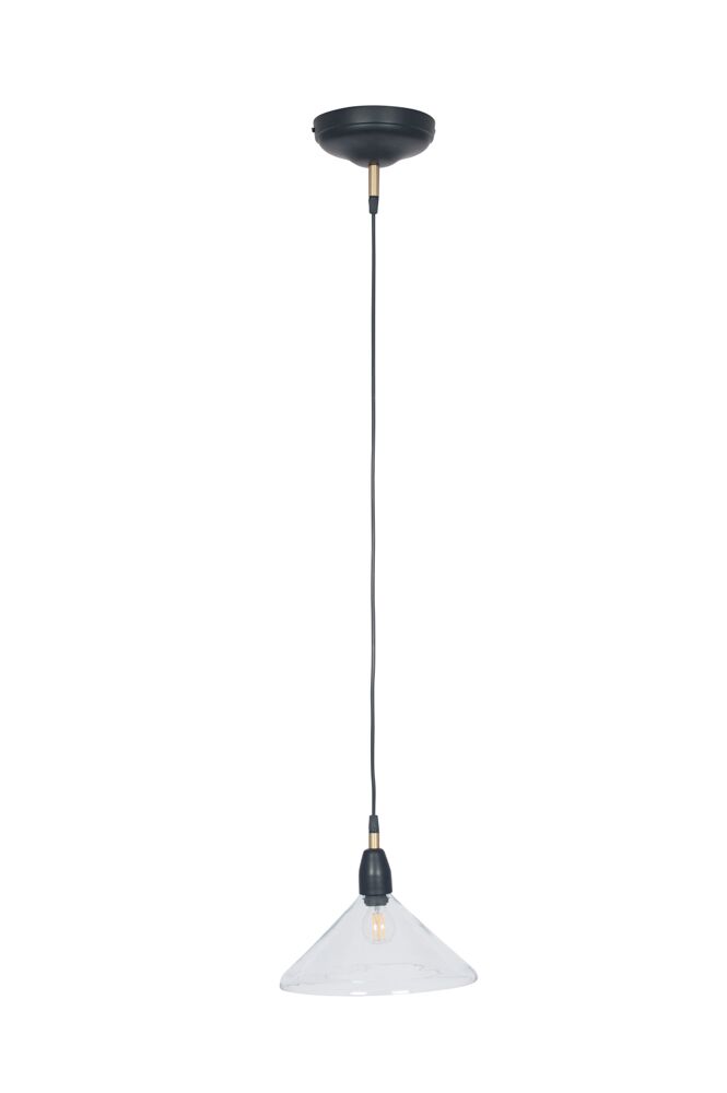 Pacific Canton Matt Black Metal and Glass Cone Pendant 35-186 - Image 2