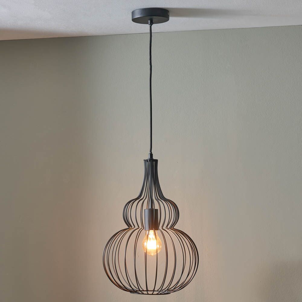 Pacific Dania Matt Black Metal Shaped Wire Pendant 35-300 - Image 7