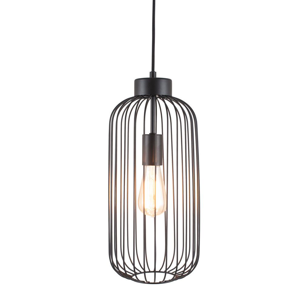Pacific Dania Matt Black Metal Wire Tall Pendant 35-304 - Image 4