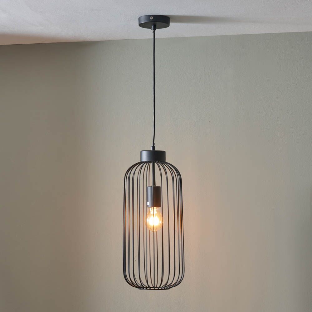 Pacific Dania Matt Black Metal Wire Tall Pendant 35-304 - Image 7