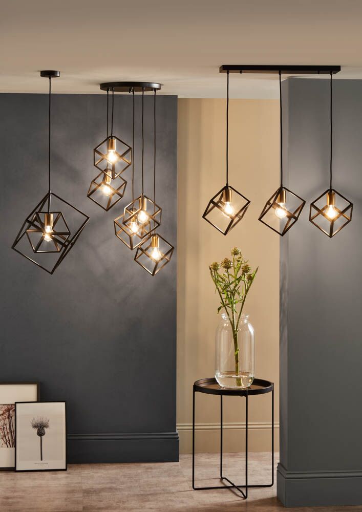 Pacific Alessio Matt Black Metal Five Cube Pendant 35-306 - Image 2