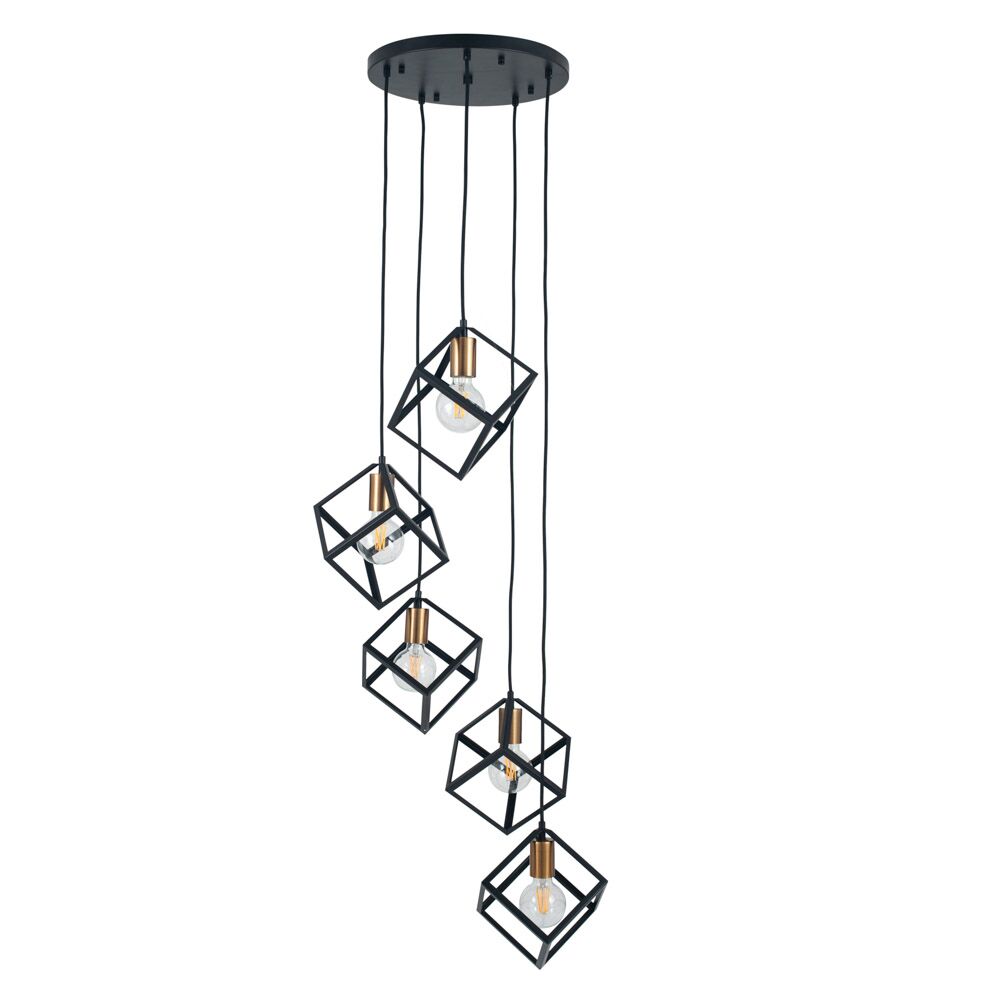 Pacific Alessio Matt Black Metal Five Cube Pendant 35-306 - Image 3