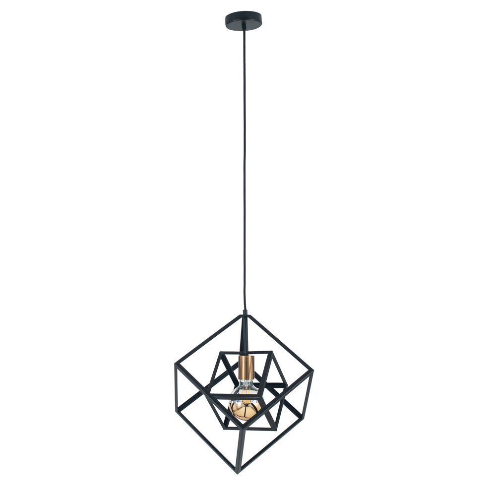 Pacific Alessio Matt Black Metal Cube Pendant 35-307 - Image 2