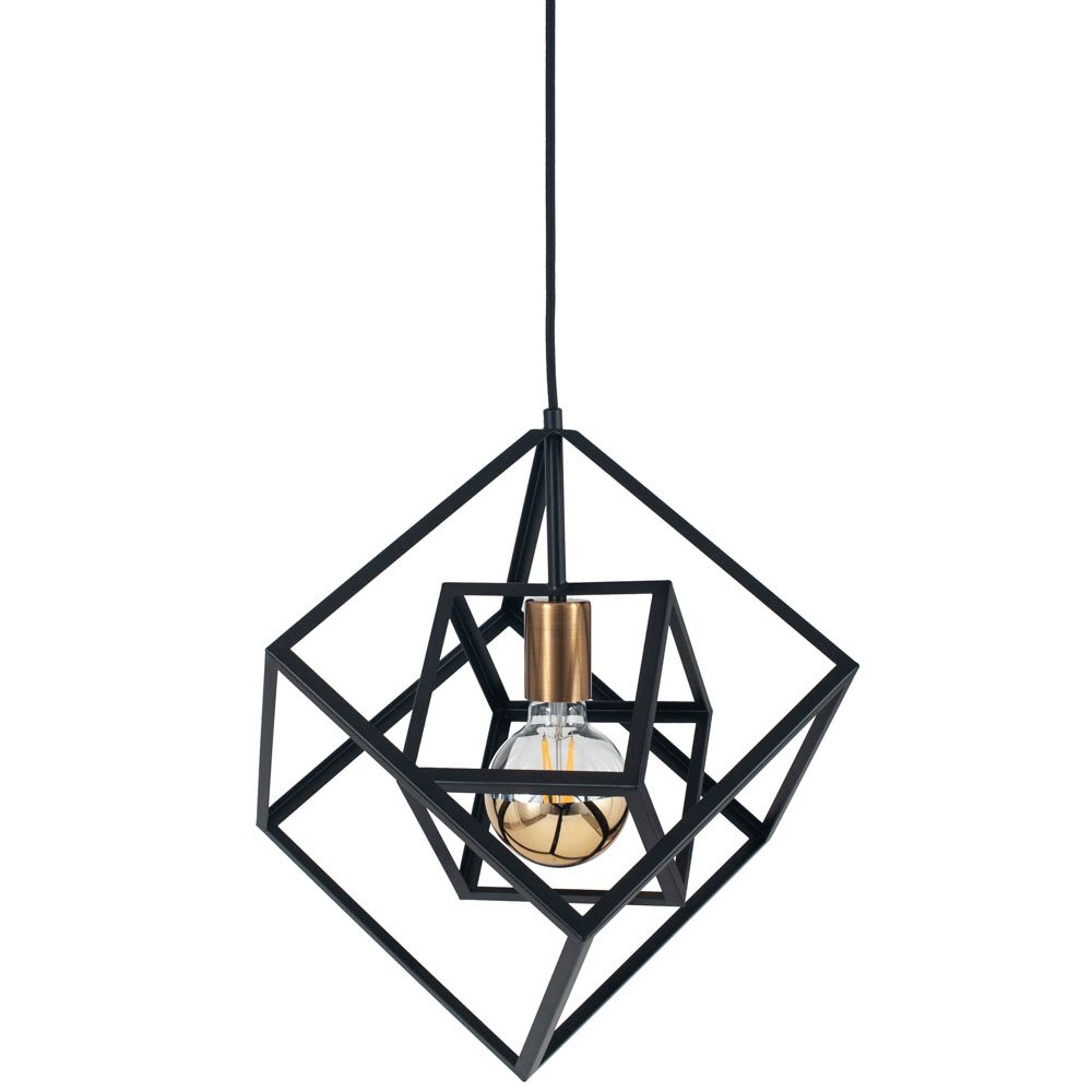 Pacific Alessio Matt Black Metal Cube Pendant 35-307 - Image 5