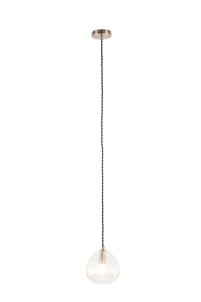 Pacific Ella Clear Ribbed Glass Teardrop Pendant 35-310 - Image 2