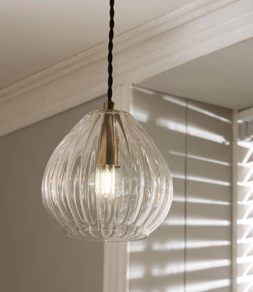 Pacific Ella Clear Ribbed Glass Teardrop Pendant 35-310 - Image 5