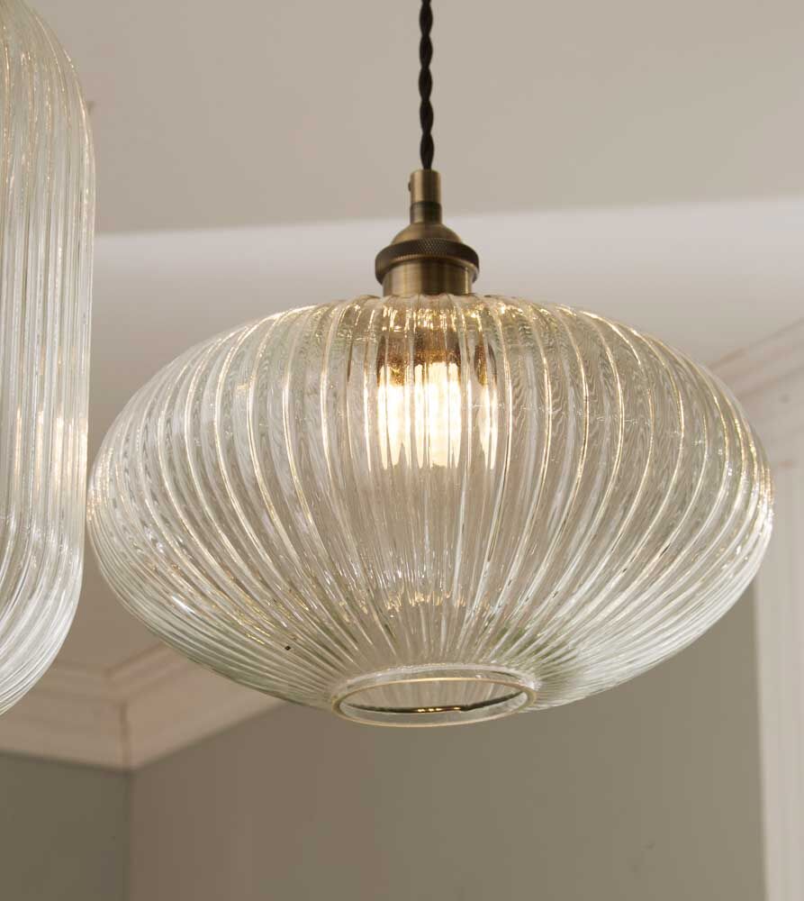 Pacific Abigail Clear Ribbed Glass Oval Pendant 35-311 - Image 5
