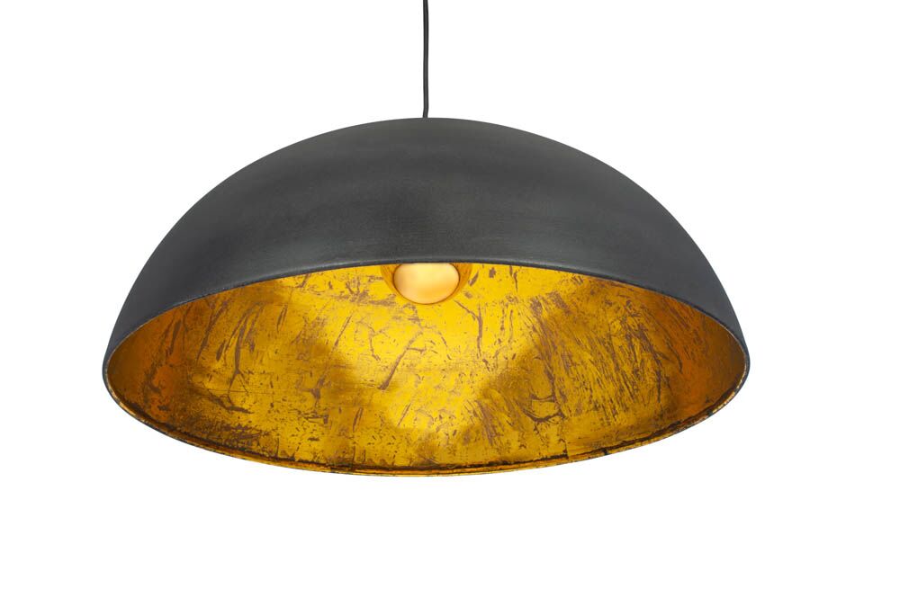 Pacific Anders Matt Black and Gold Leaf Metal Dome Pendant 35-314 - Image 2