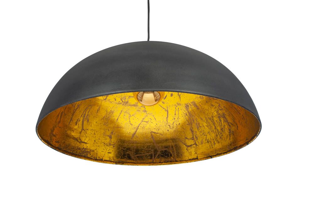 Pacific Anders Matt Black and Gold Leaf Metal Dome Pendant 35-314 - Image 3