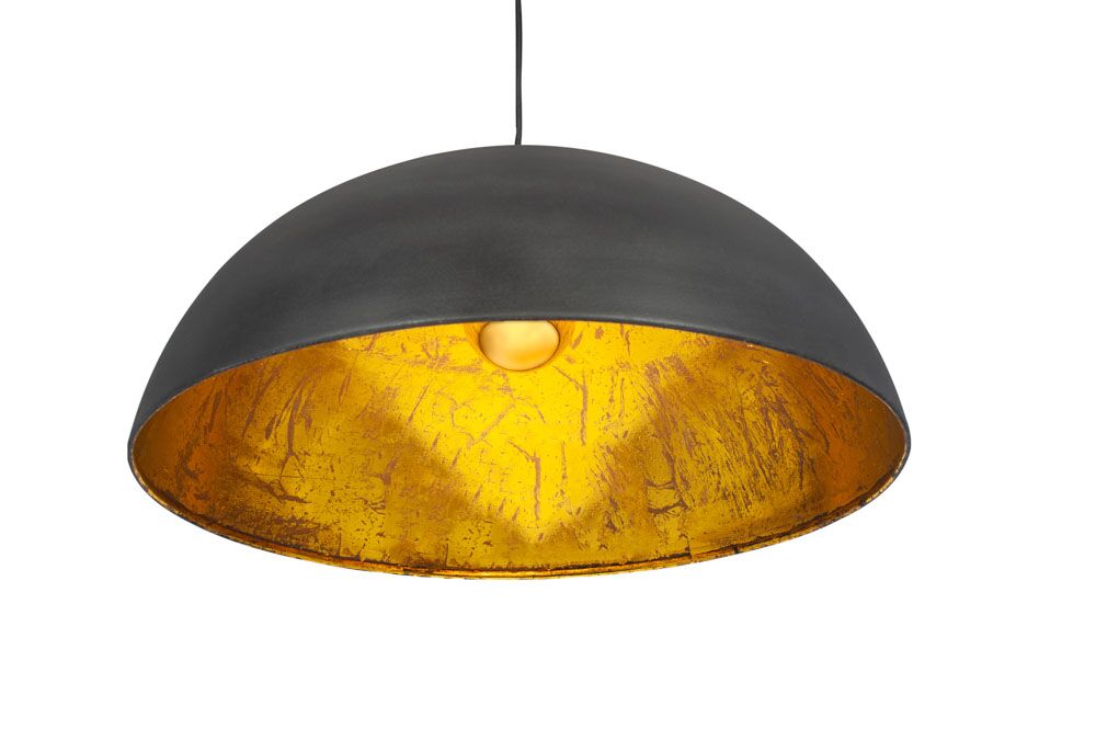 Pacific Anders Matt Black and Gold Leaf Metal Dome Pendant 35-314 - Image 4