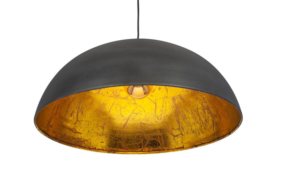 Pacific Anders Matt Black and Gold Leaf Metal Dome Pendant 35-314 - Image 5