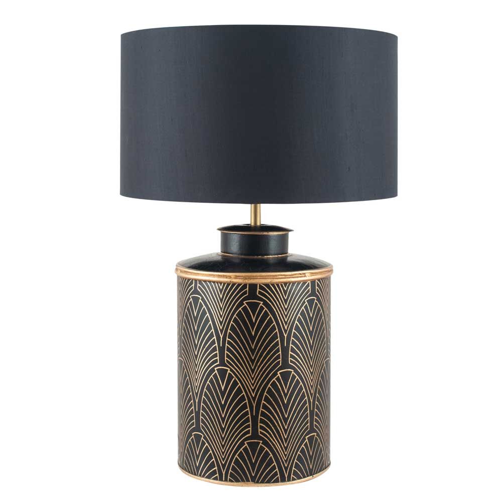 Pacific Deco Black Geo Art Deco Hand Painted Table Lamp 30-655-BO - Image 2