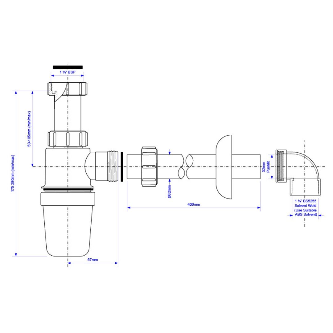 McAlpine Basin Kit with Plastic Bottle Trap - Chrome - Image 2