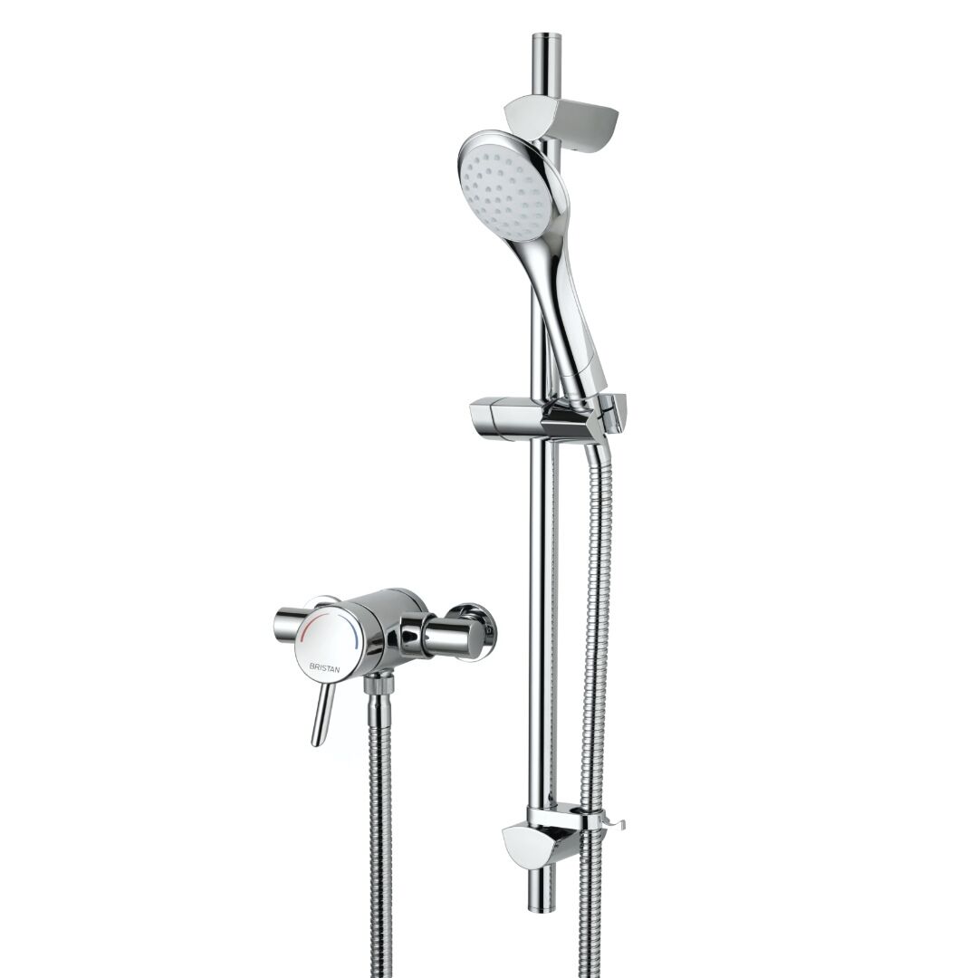 Bristan Acute Thermostatic Surface Mounted Shower Valve with Adjustable Riser - Chrome