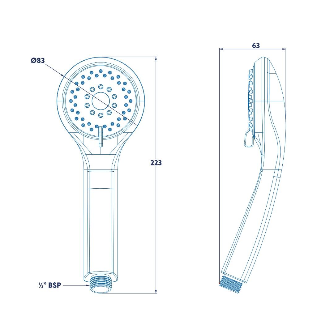 Croydex Amalfi Three Function Shower Handset - White - Image 2