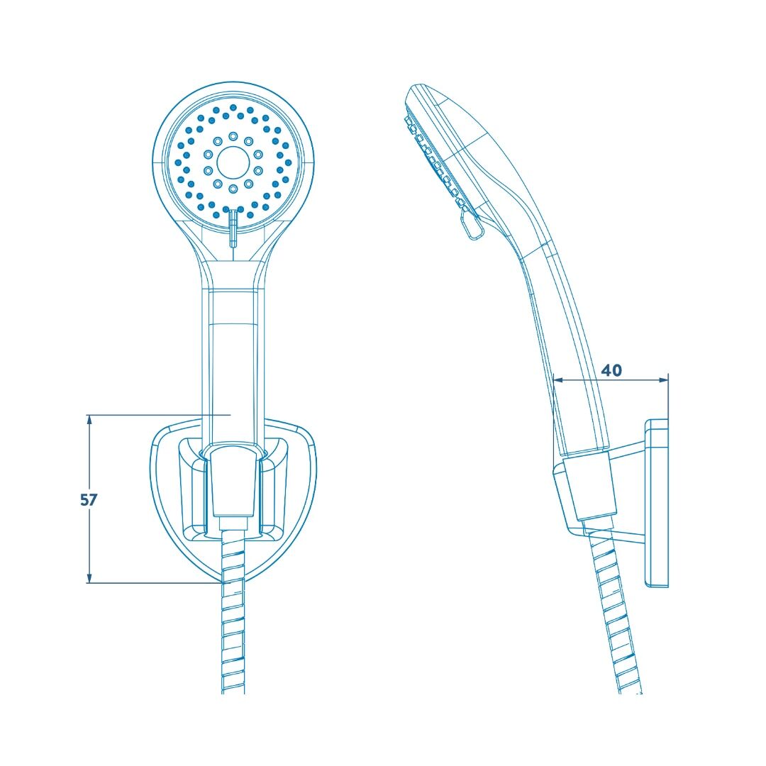 Croydex Amalfi Three Function Shower Set & Bracket - Chrome - Image 3
