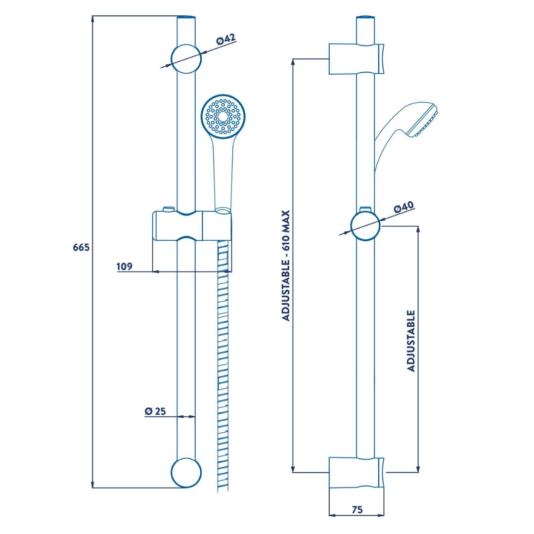 Croydex Amalfi One Function Shower Set - White - Image 2
