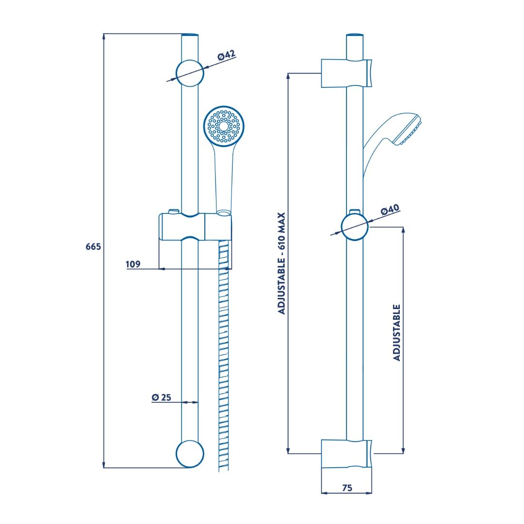 Croydex Amalfi One Function Shower Set - Chrome - Image 2