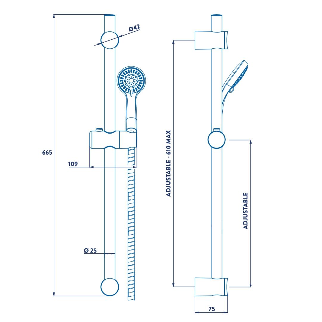 Croydex Amalfi Five Function Shower Set - Chrome - Image 2