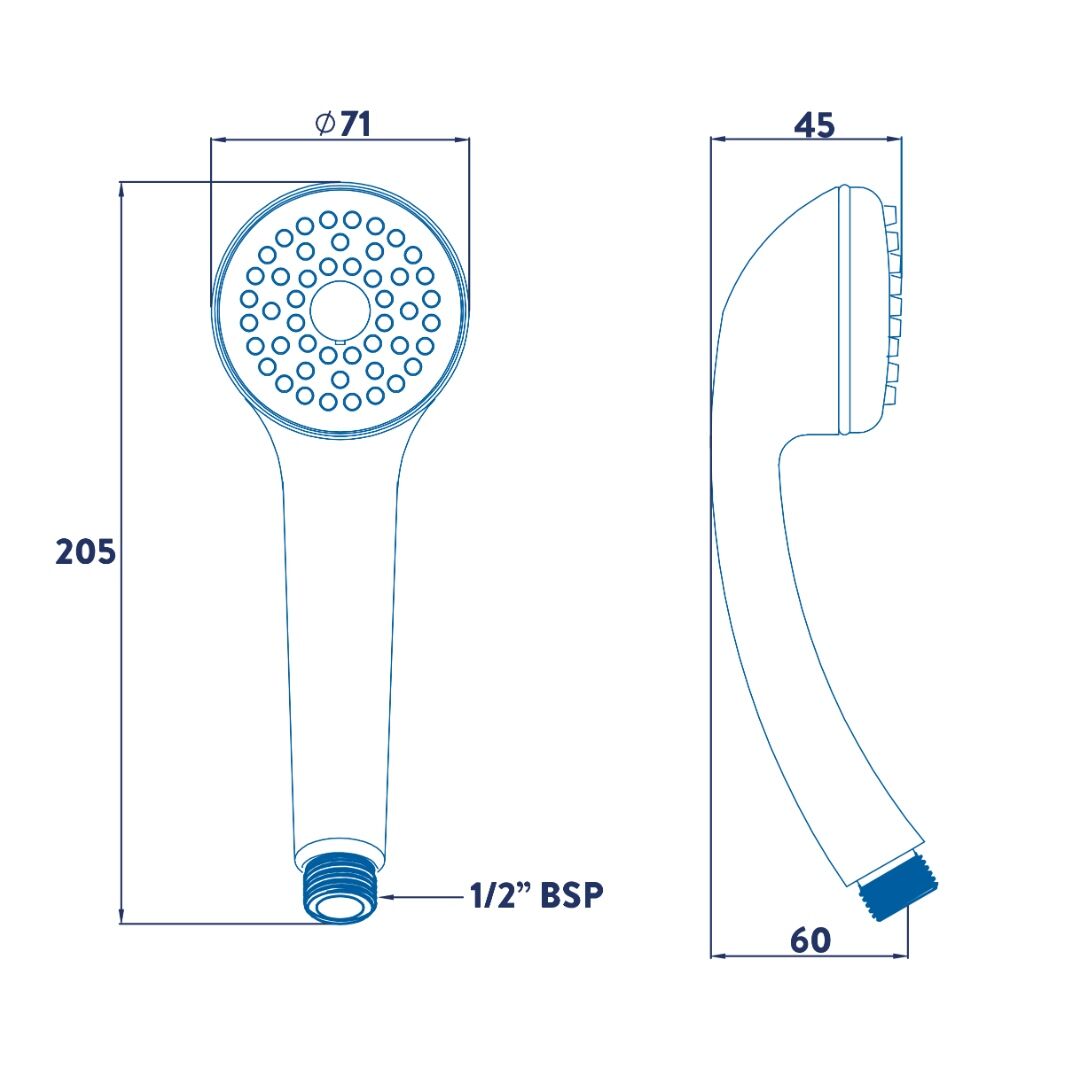 Croydex Amalfi One Function Shower Handset - White - Image 2