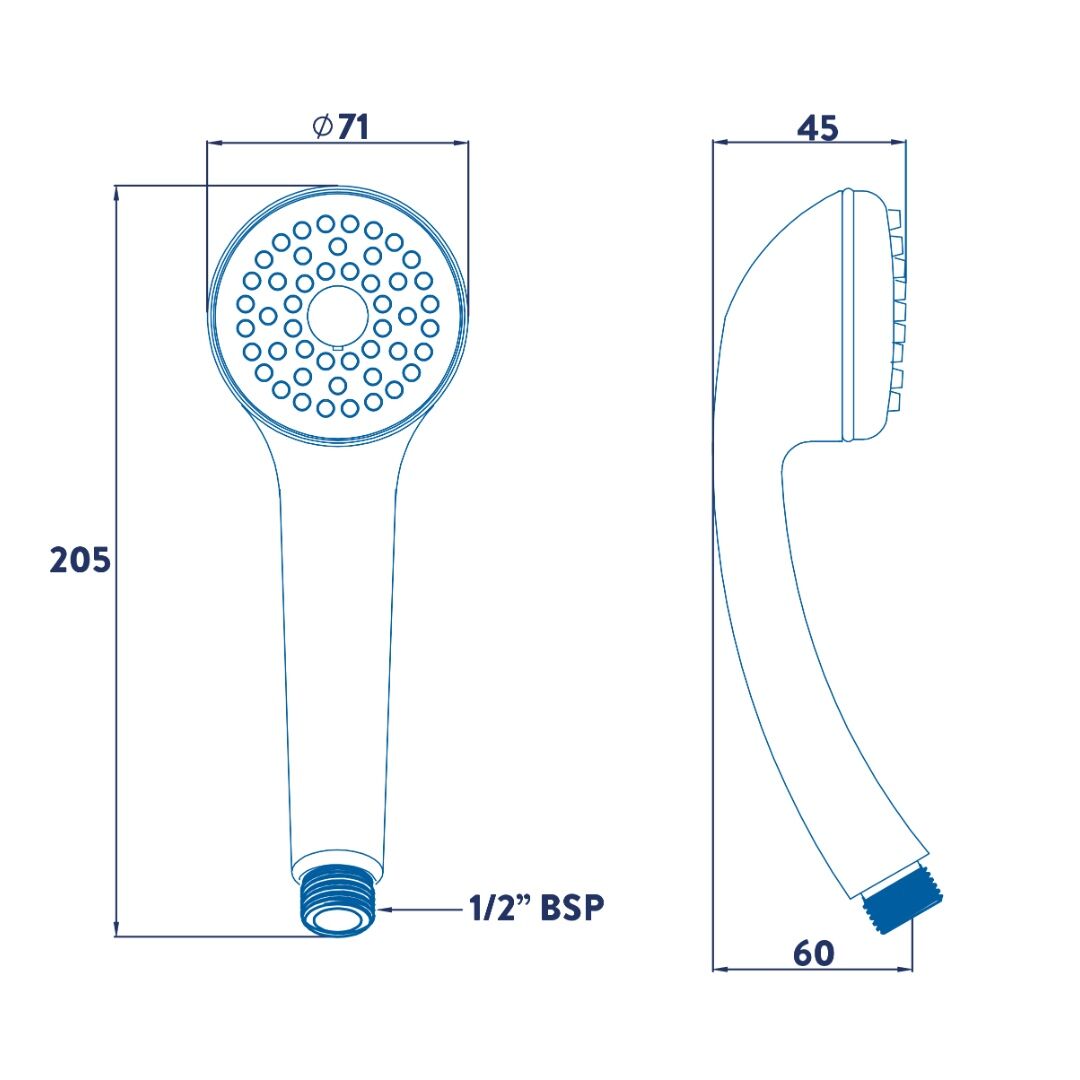 Croydex Amalfi One Function Shower Handset - Chrome - Image 3