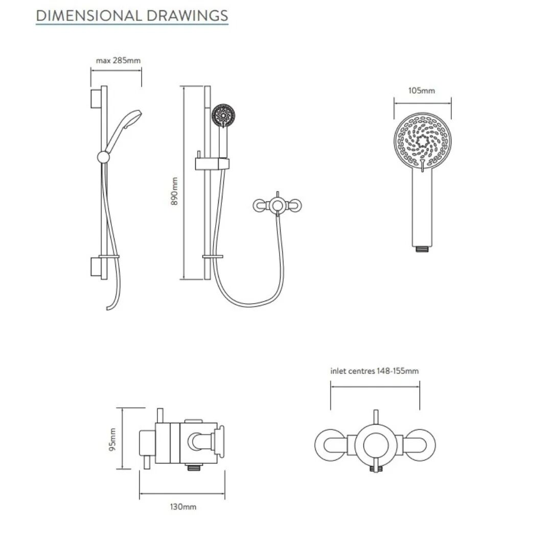 Aqualisa Aspire Shower Mixer With Adjustable Head - Chrome - Image 2