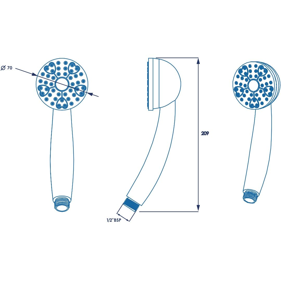 Croydex One Function Shower Handset - Chrome - Image 3