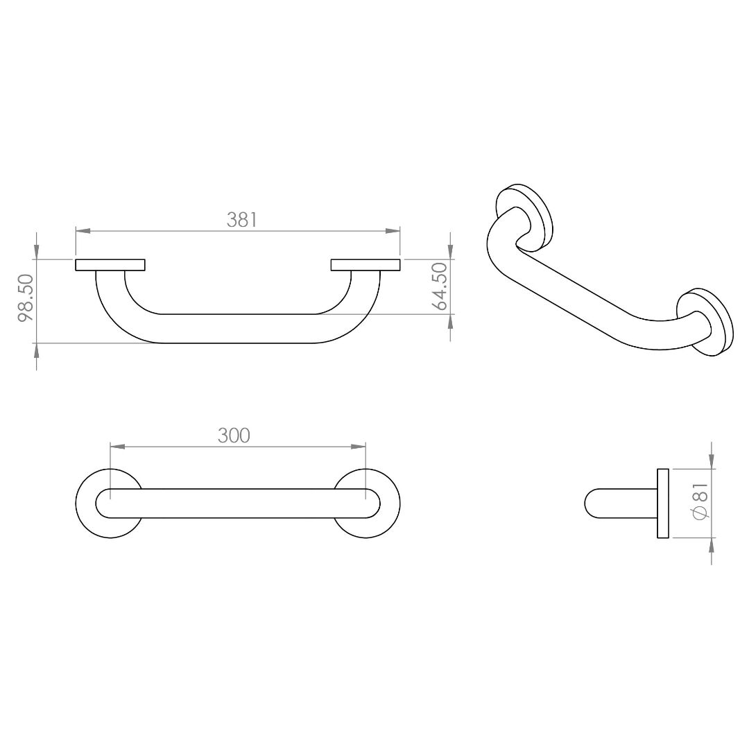 Croydex Straight Grab Bars 30cm - Stainless Steel - Image 3