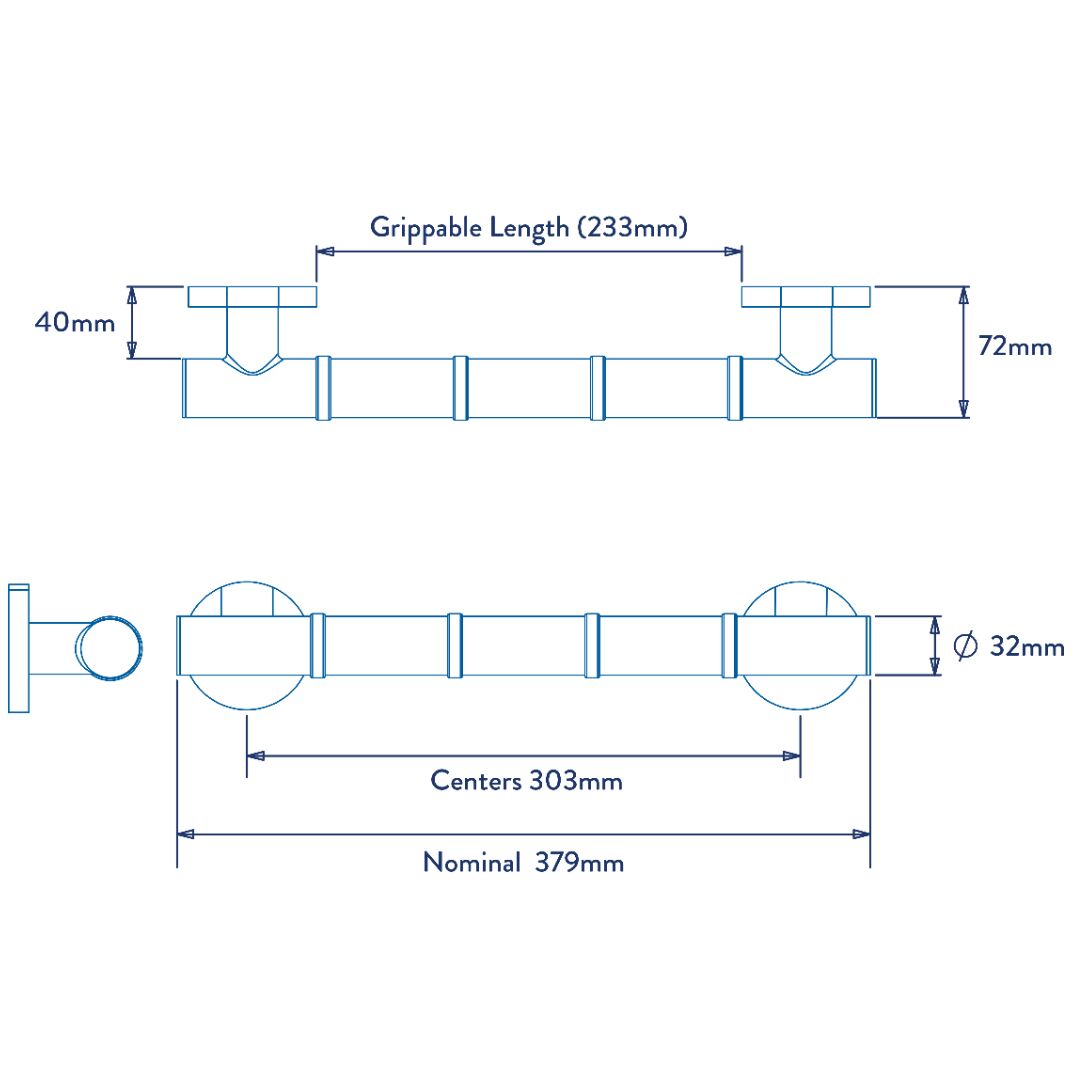 Croydex Grab & Grip Bars 38cm - Chrome - Image 3