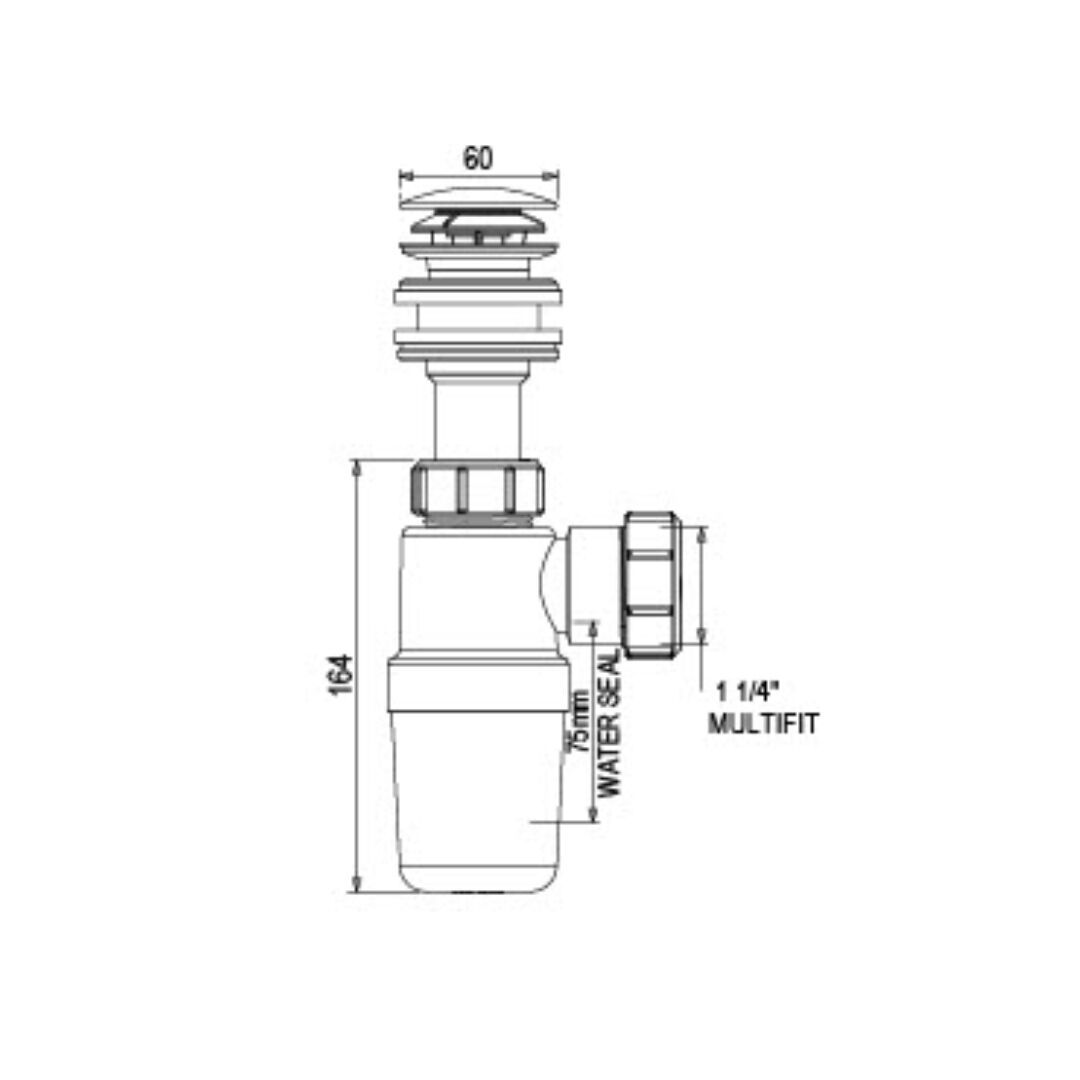 McAlpine All in One Fast Fix Basin Clicker Waste with Bottle Trap - Image 2