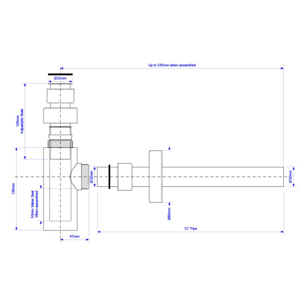 McAlpine Brass Basin Kit with Mini Bottle Trap - Chrome - Image 2