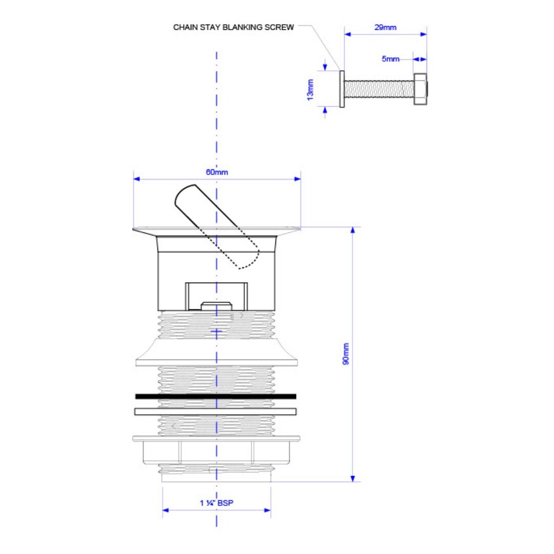 McAlpine Brass Swivel Basin Plug - Chrome - Image 2