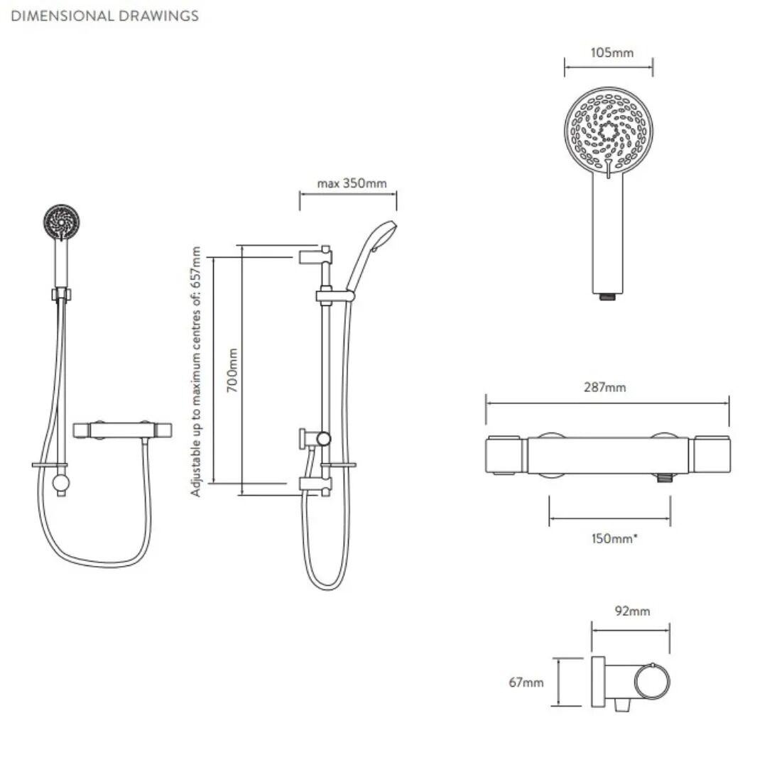 Aqualisa Midas 110 Mixer Shower Column - Chrome - Image 2