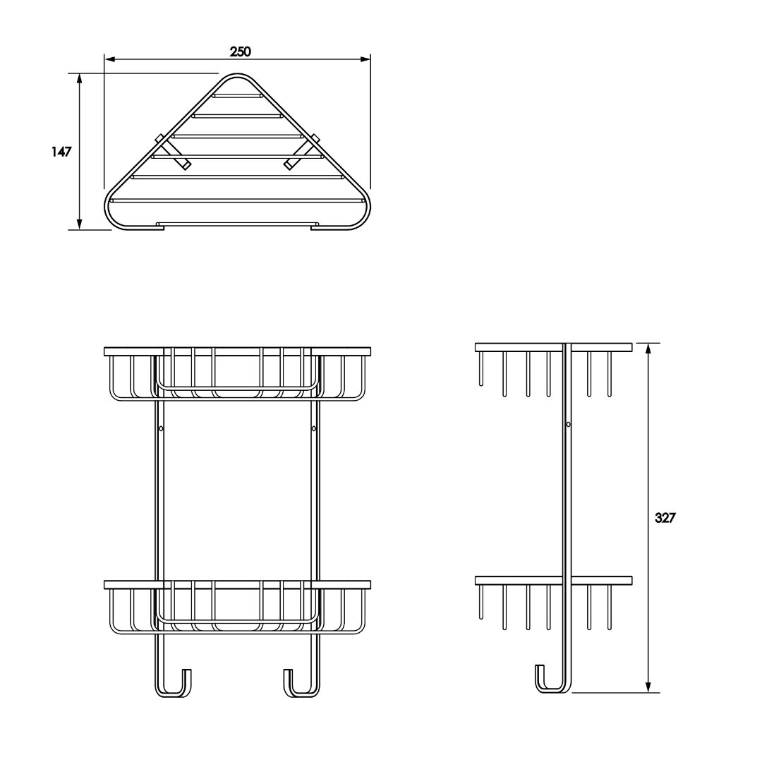 Croydex Two Tier Corner Basket - Chrome - Image 3