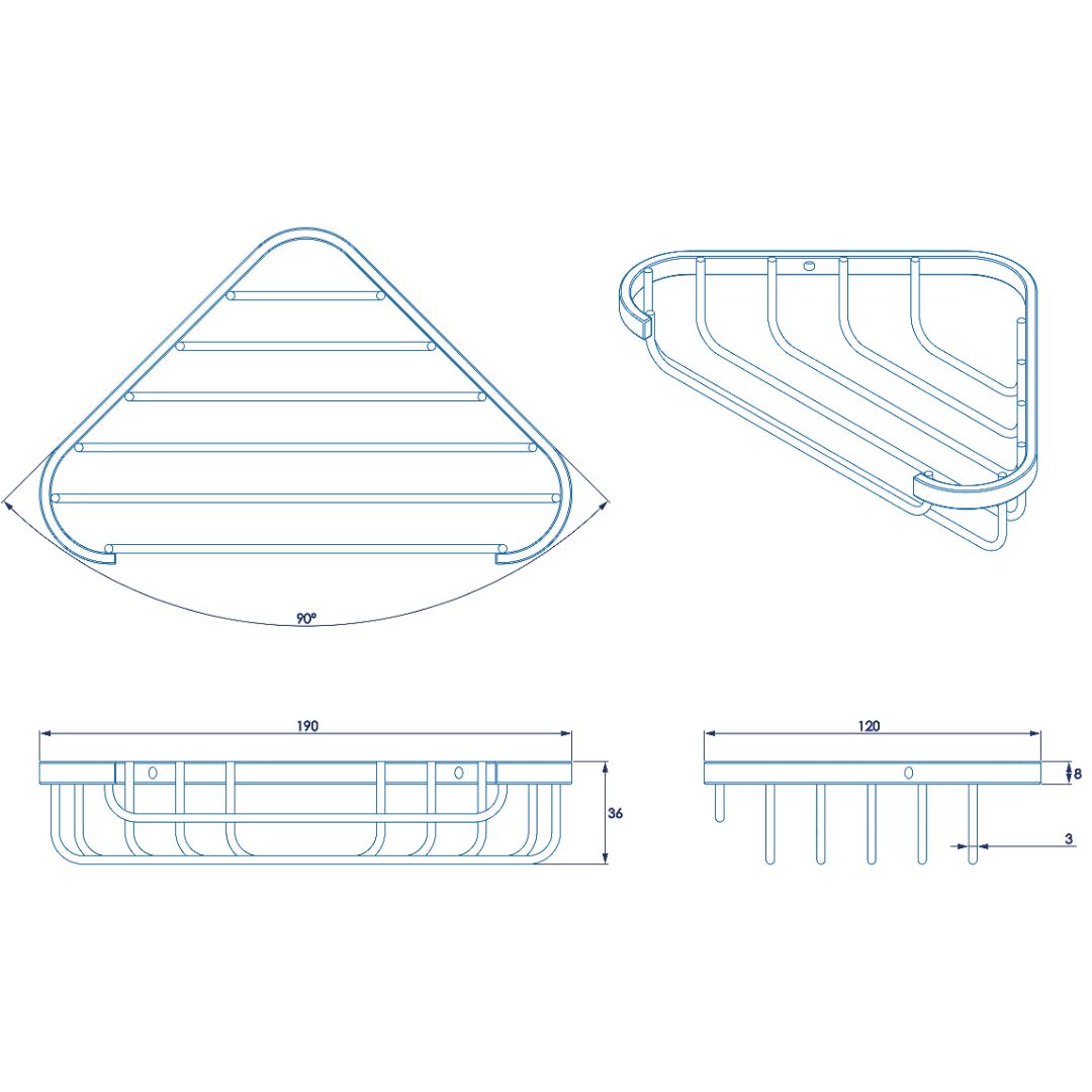 Croydex Corner Soap Dish - Chrome - Image 3