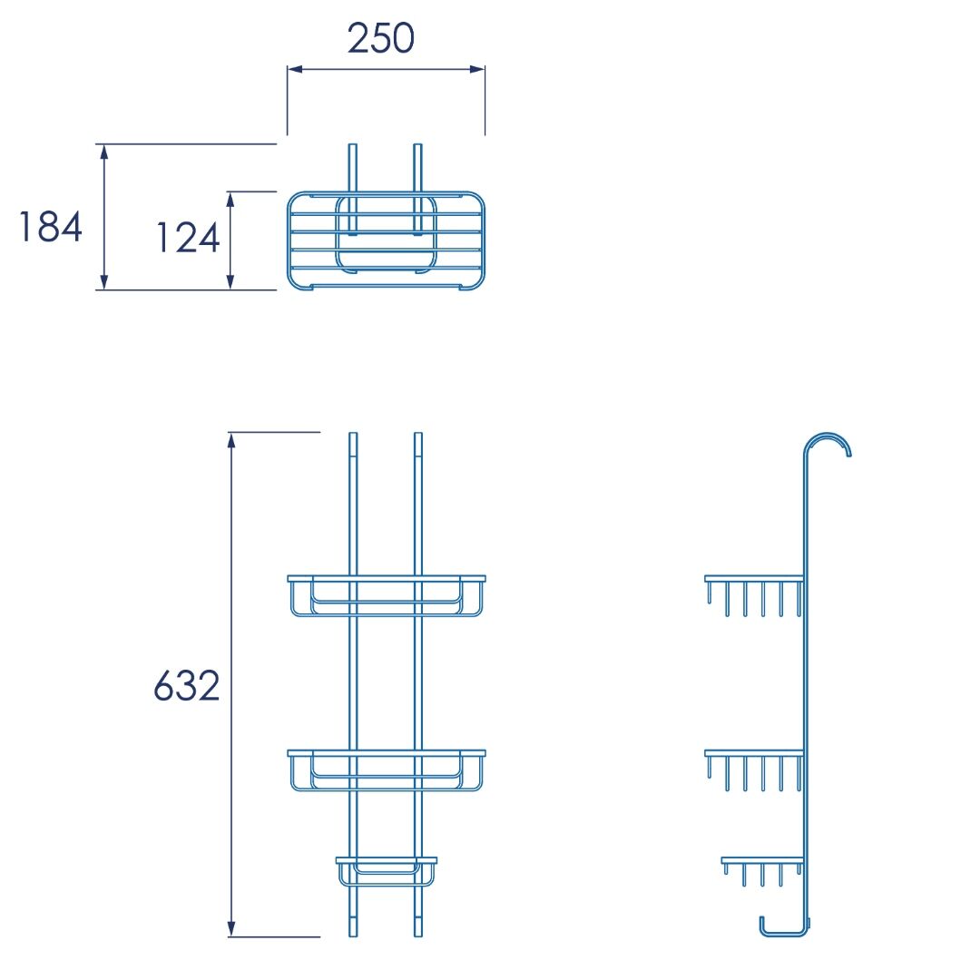 Croydex Hook Over 3 Tier Basket - Chrome - Image 2