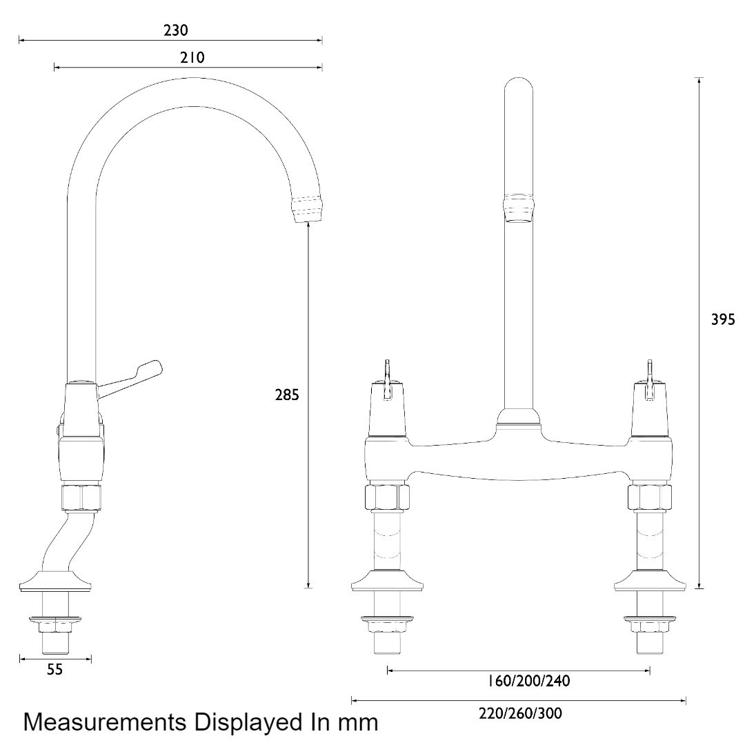 Bristan Lever Bridge Deck Sink Mixer With Ceramic Disc Valves - Chrome - Image 2