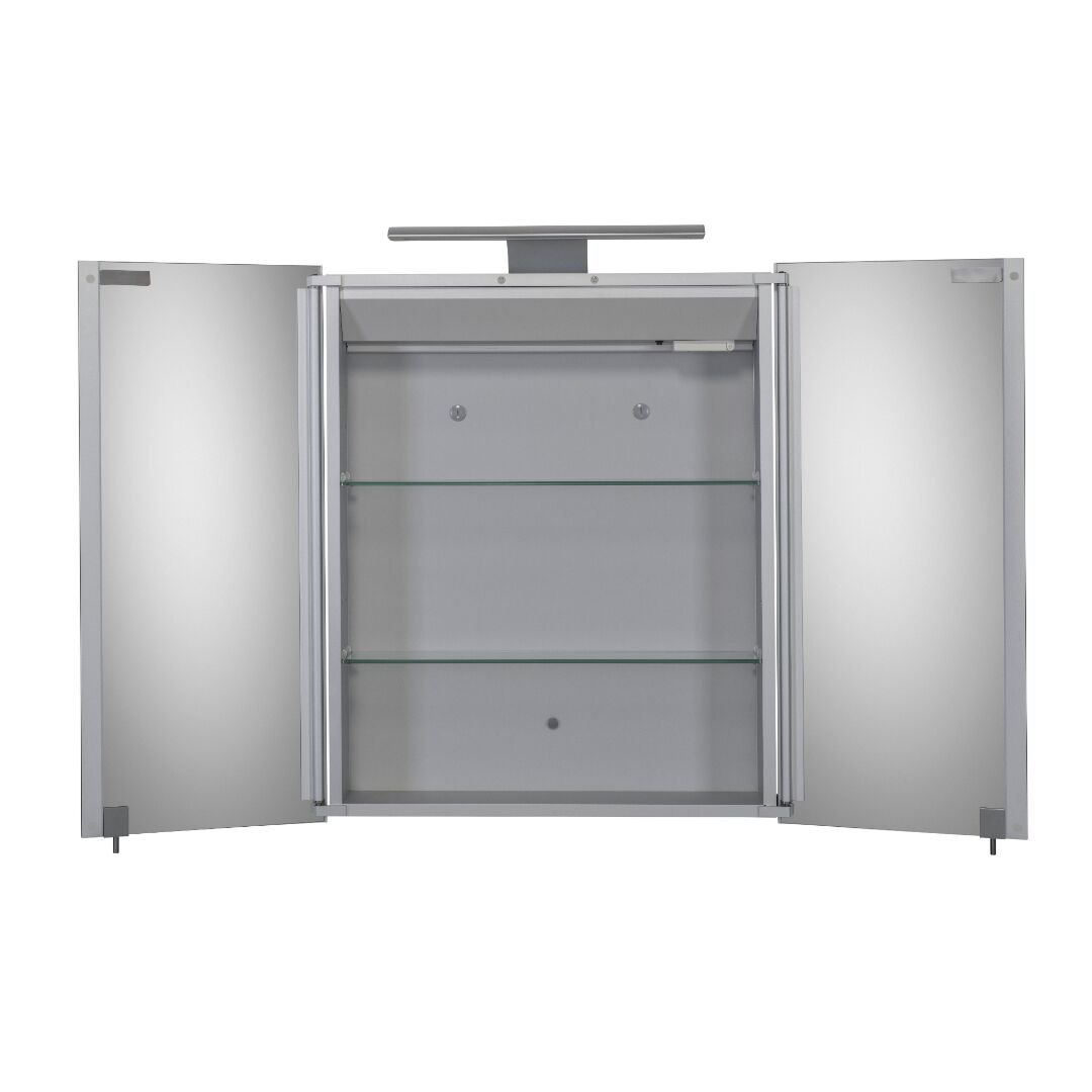 Croydex Sudbury Double Door Illuminated Mirror Cabinet - Silver - Image 2