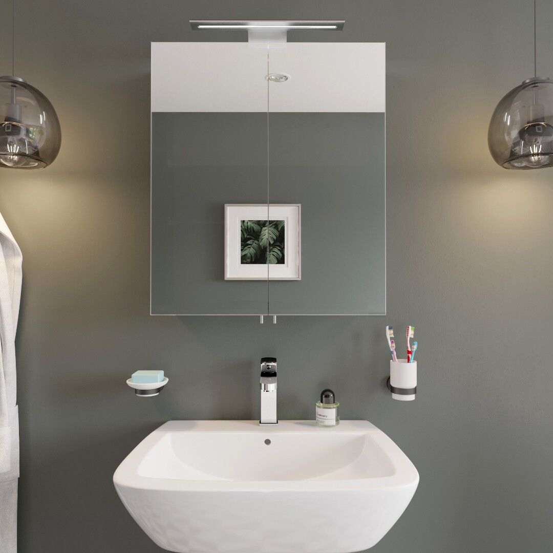 Croydex Sudbury Double Door Illuminated Mirror Cabinet - Silver - Image 3