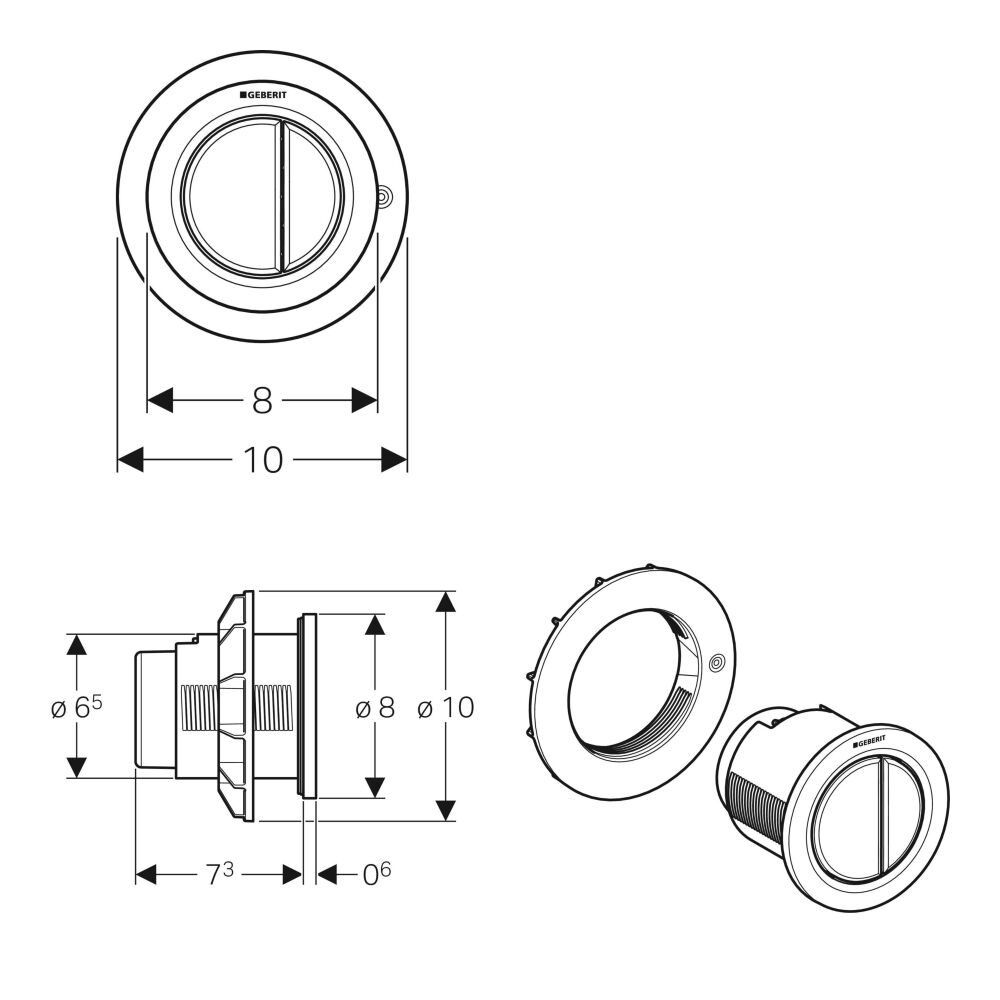 Geberit Type 01 Dual Flush Remote - Gloss Chrome - Image 3