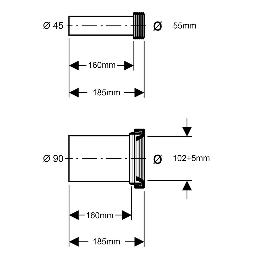 Geberit Duofix 185mm Wall Hung WC Connection Set - Image 2