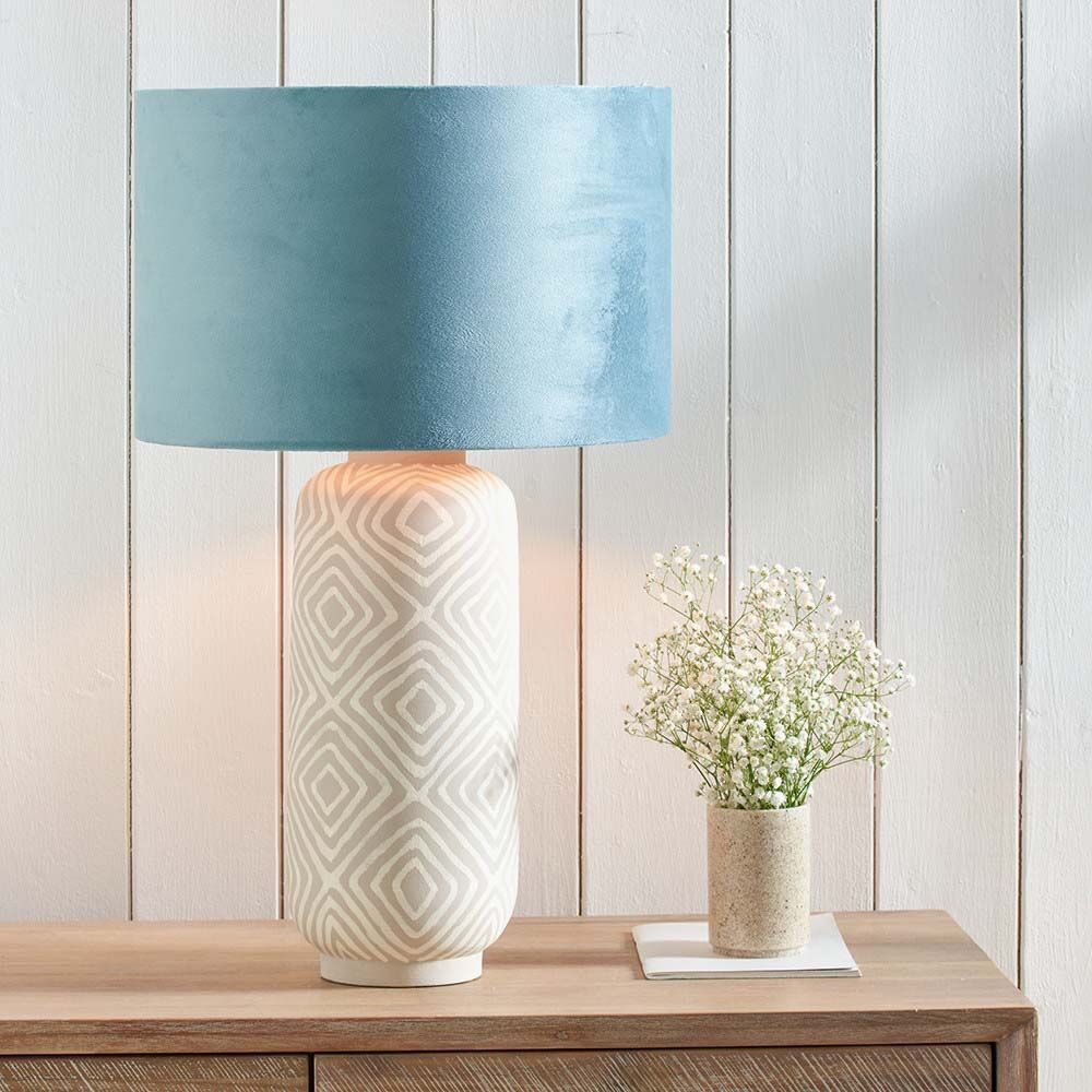 Pacific Rene 45cm Duck Egg Velvet Cylinder Shade 36-069-18DE